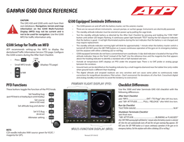 Garmin G500 Quick Reference