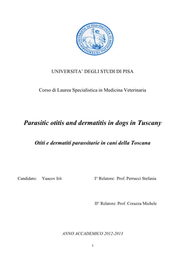 Parasitic Otitis and Dermatitis in Dogs in Tuscany