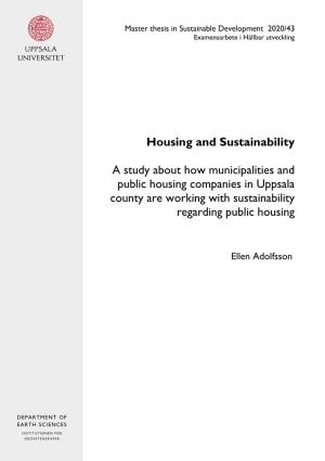 Housing and Sustainability a Study About How Municipalities and Public