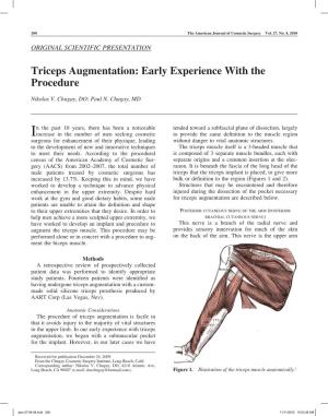 Triceps Augmentation: Early Experience with the Procedure