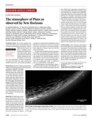 The Atmosphere of Pluto As Observed by New Horizons