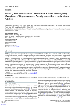 Gaming Your Mental Health: a Narrative Review on Mitigating Symptoms of Depression and Anxiety Using Commercial Video Games