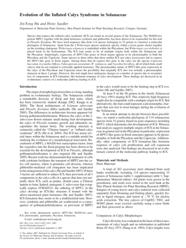 Evolution of the Inflated Calyx Syndrome in Solanaceae