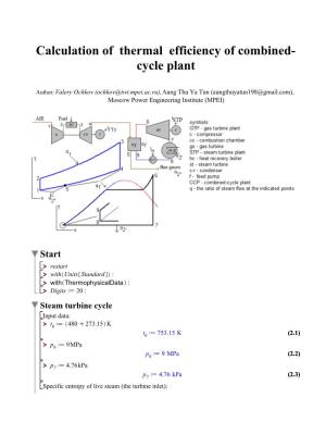 Calculation of Thermal Efficiency of Combined- Cycle Plant