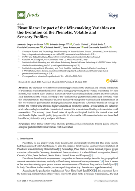 Pinot Blanc: Impact of the Winemaking Variables on the Evolution of the Phenolic, Volatile and Sensory Proﬁles