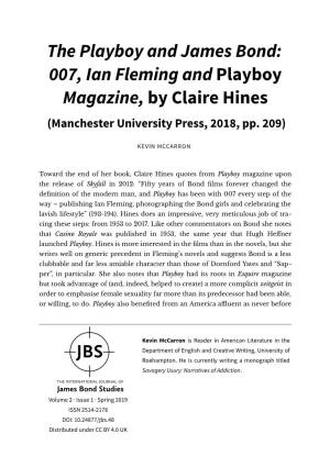 007, Ian Fleming and Playboy Magazine, by Claire Hines (Manchester University Press, 2018, Pp