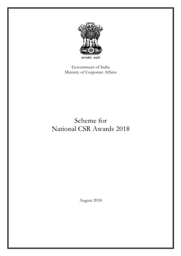 Scheme for National CSR Awards 2018