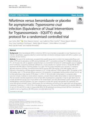 Nifurtimox Versus Benznidazole Or Placebo for Asymptomatic Trypanosoma Cruzi Infection