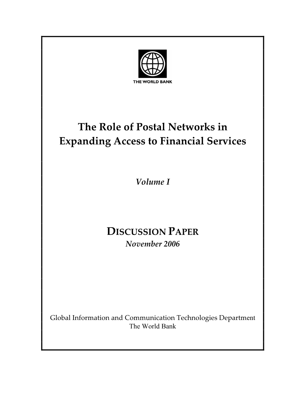 The Role of Postal Networks in Expanding Access to Financial Services