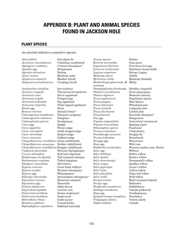 Appendix B: Plant and Animal Species Found in Jackson Hole
