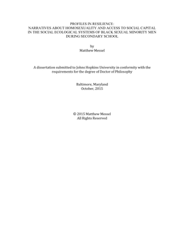 Narratives About Homosexuality and Access to Social Capital in the Social Ecological Systems of Black Sexual Minority Men During Secondary School