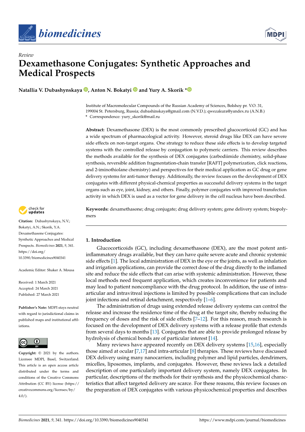 Dexamethasone Conjugates: Synthetic Approaches and Medical Prospects