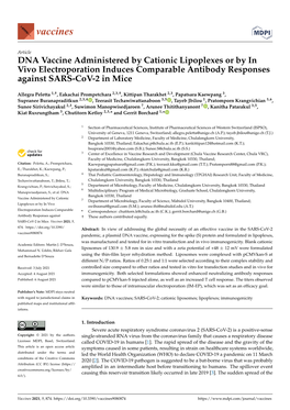DNA Vaccine Administered by Cationic Lipoplexes Or by in Vivo Electroporation Induces Comparable Antibody Responses Against SARS-Cov-2 in Mice