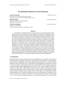 Text Relatedness Based on a Word Thesaurus