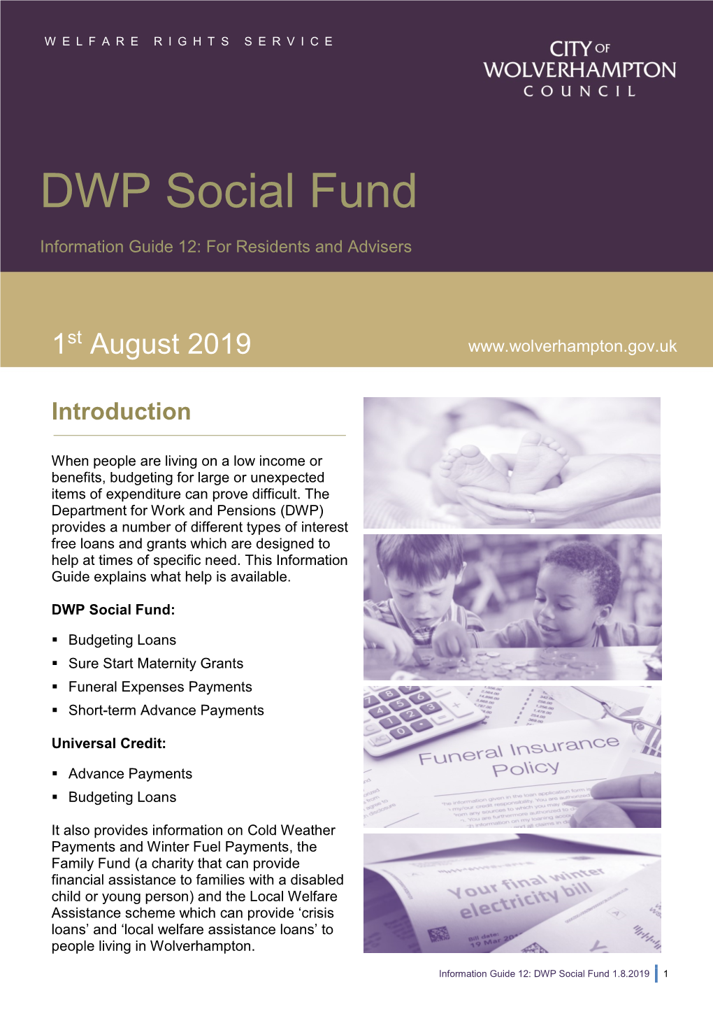 Information Guide 12: DWP Social Fund 1.8.2019 1