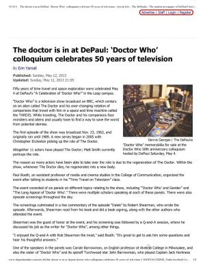 The Doctor Is in at Depaul: 'Doctor Who' Colloquium Celebrates 50 Years of Television