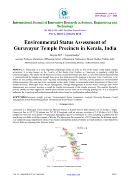 Environmental Status Assessment of Guruvayur Temple Precincts in Kerala, India