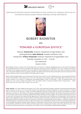 Robert Badinter on “Toward a European Justice”