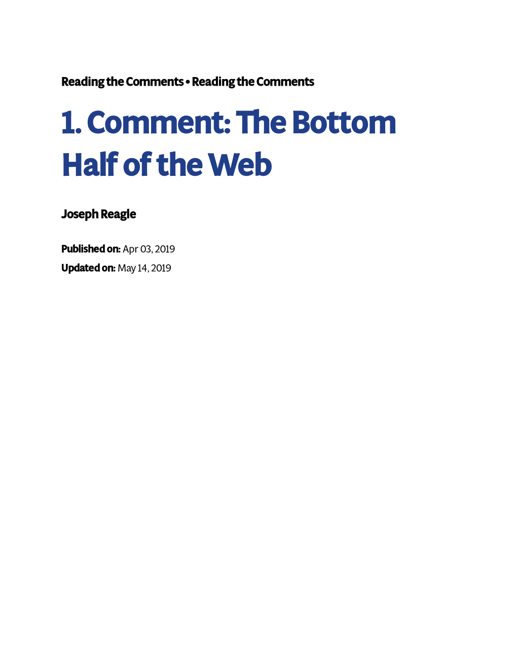 1. Comment: the Bottom Half of the Web