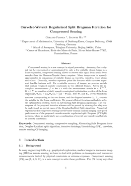 Curvelet-Wavelet Regularized Split Bregman Iteration for Compressed Sensing