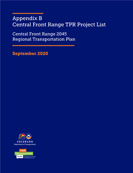 Appendix B Central Front Range TPR Project List
