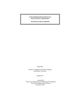 Unincorporated Hamlets of Dane County, Wisconsin