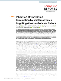 Inhibition of Translation Termination by Small Molecules