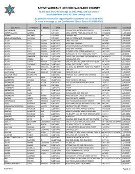 Active Warrant List for Eau Claire County