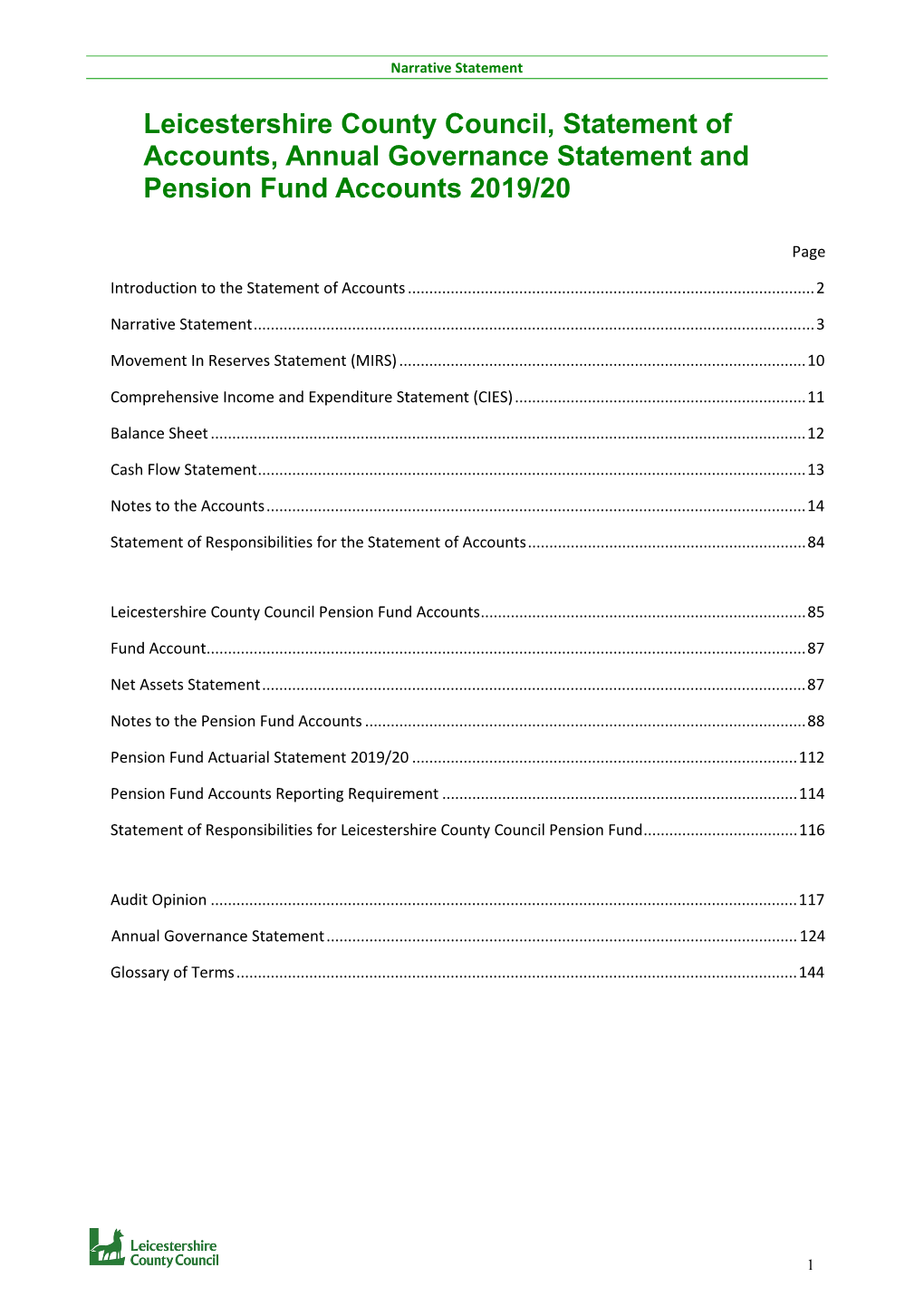 Annual Governance Statement and Pension Fund Accounts 2019/20