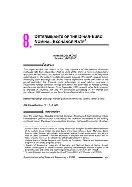 Determinants of the Dinar-Euro Nominal Exchange Rate