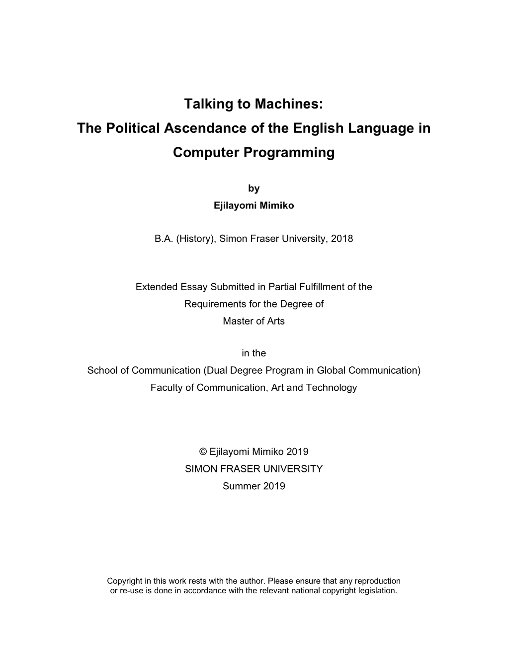 The Political Ascendance of the English Language in Computer Programming
