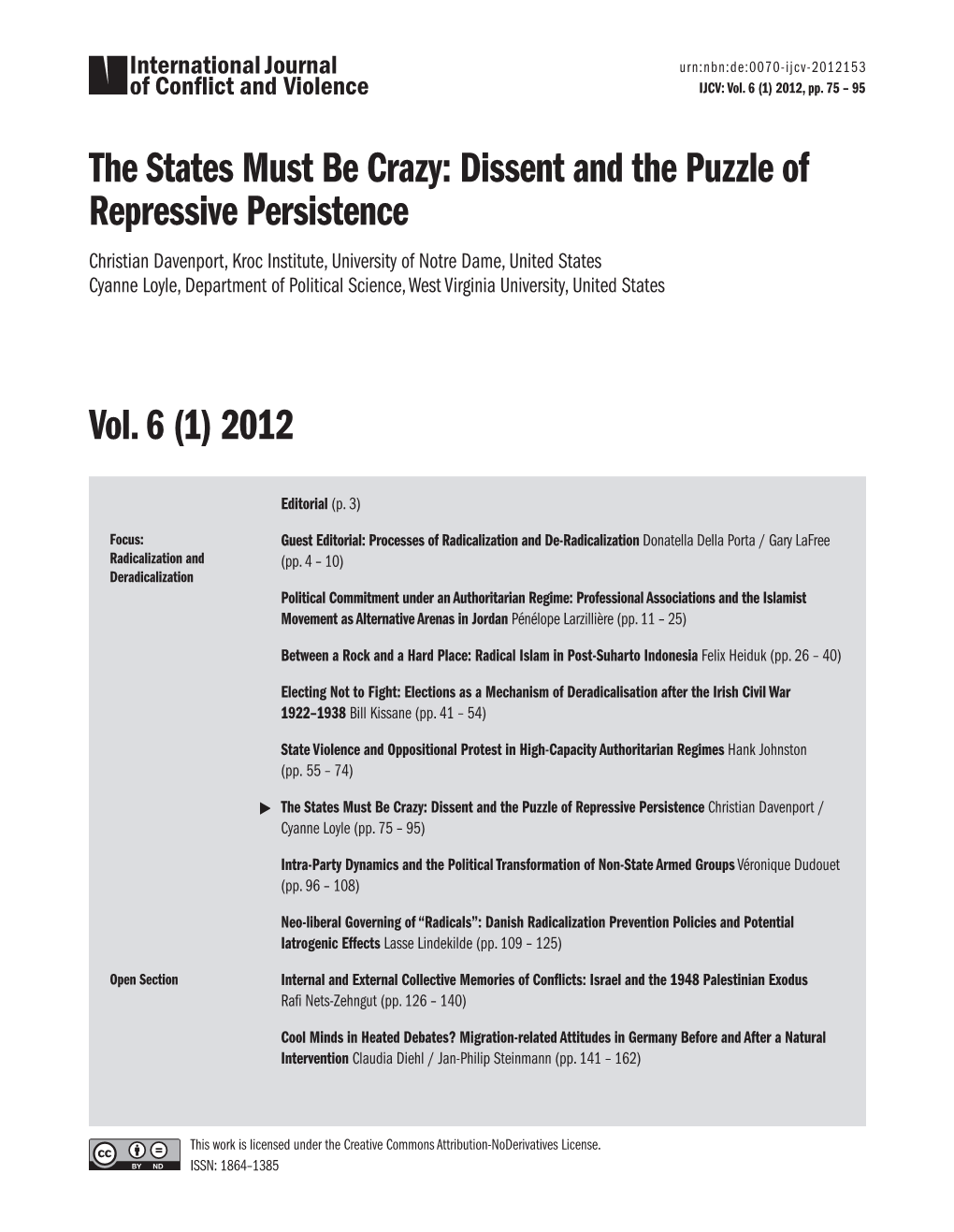 Dissent and the Puzzle of Repressive Persistence Vol. 6