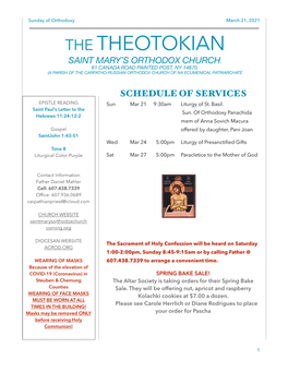 March 21, 2021 Sunday of Orthodoxy Copy