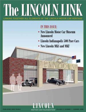 4 New Lincoln Motor Car Museum Announced 4 Lincoln Indianapolis