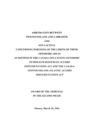 Arbitration Between Newfoundland & Labrador and Nova Scotia