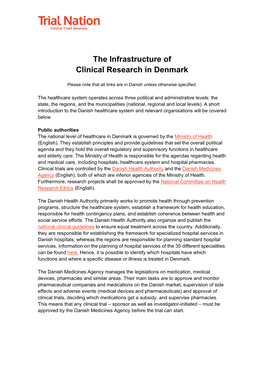 The Infrastructure of Clinical Research in Denmark