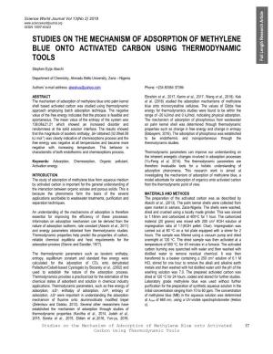 Studies on the Mechanism of Adsorption of Methylene Blue Onto Activated Carbon Using Thermodynamic