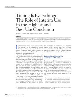 Timing Is Everything: the Role of Interim Use in the Highest and Best Use Conclusion