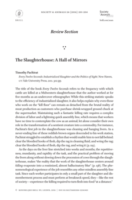 Review Section the Slaughterhouse: a Hall of Mirrors