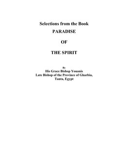 Selections from the Book PARADISE of the SPIRIT