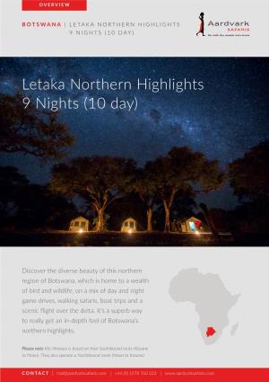 Letaka Northern Highlights 9 Nights (10 Day)