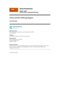 China and the Mekong Region