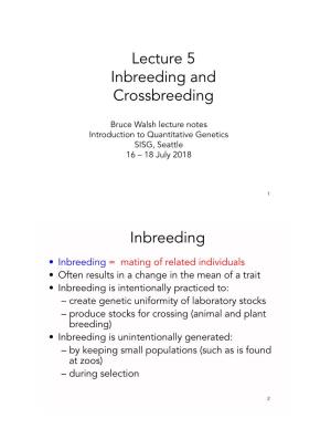 Lecture 5 Inbreeding and Crossbreeding