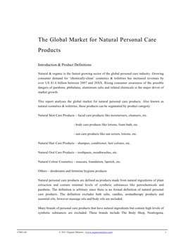 The Global Market for Natural Personal Care Products