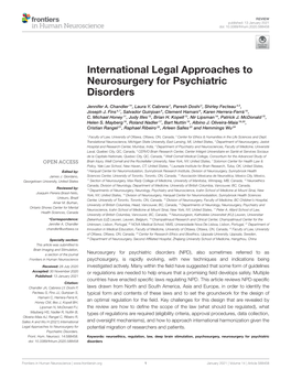 International Legal Approaches to Neurosurgery for Psychiatric Disorders