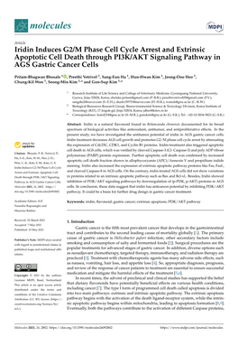 Iridin Induces G2/M Phase Cell Cycle Arrest and Extrinsic Apoptotic Cell Death Through PI3K/AKT Signaling Pathway in AGS Gastric Cancer Cells