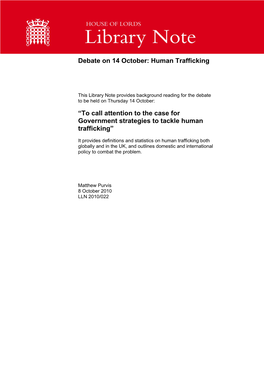 Debate on 14 October: Human Trafficking