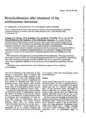 Bronchodilatation After Inhalation of the Antihistamine Clemastine