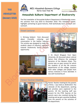 Annasaheb Kulkarni Department of Biodiversity