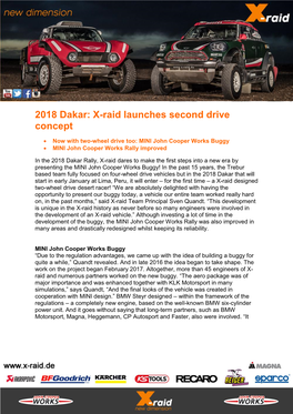 2018 Dakar: X-Raid Launches Second Drive Concept